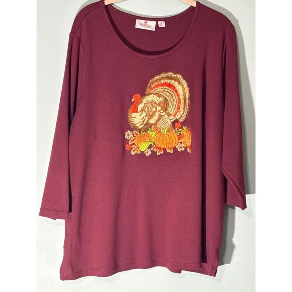 Quacker Factory 3/4 Embroidered T-Shirt